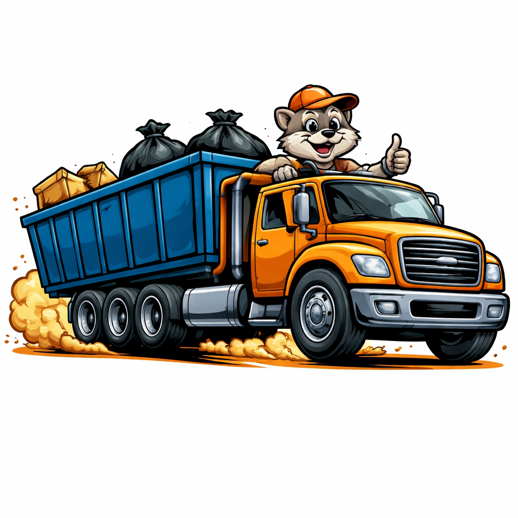 Grabbin Trash dumpster truck illustration